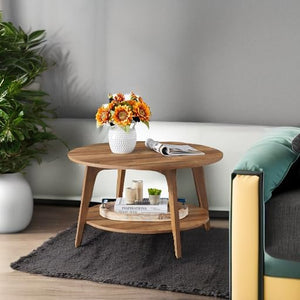 VASAGLE Round Coffee Table, 2 Tier Coffee Table with Storage, for Living Room, 31.5 x 17.7 Inches - Wigtrends
