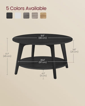 VASAGLE Round Coffee Table, 2 Tier Coffee Table with Storage, for Living Room, 31.5 x 17.7 Inches - Wigtrends