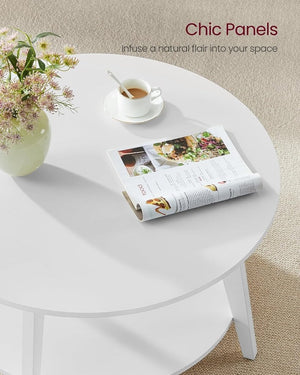 VASAGLE Round Coffee Table, 2 Tier Coffee Table with Storage, for Living Room, 31.5 x 17.7 Inches - Wigtrends