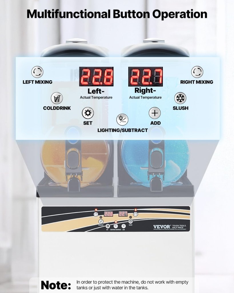 VEVOR Slushy Machine, 15Lx2 Double Tank Commercial Margarita Machine, 120 Cups Stainless Steel Margarita Smoothie Frozen Drink Machine, Slushie Machine for Home Party Restaurants Cafe Bars - Wigtrends