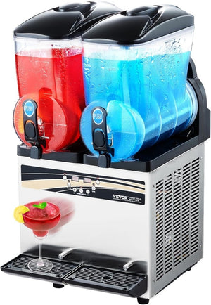 VEVOR Slushy Machine, 15Lx2 Double Tank Commercial Margarita Machine, 120 Cups Stainless Steel Margarita Smoothie Frozen Drink Machine, Slushie Machine for Home Party Restaurants Cafe Bars - Wigtrends