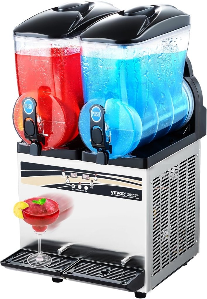 VEVOR Slushy Machine, 15Lx2 Double Tank Commercial Margarita Machine, 120 Cups Stainless Steel Margarita Smoothie Frozen Drink Machine, Slushie Machine for Home Party Restaurants Cafe Bars - Wigtrends