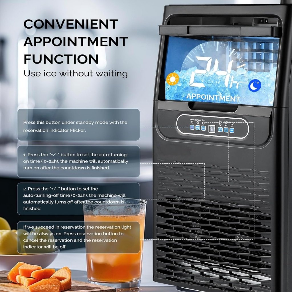 VINGLI Commercial Ice Maker Machine,90lbs/24H Plastic Under Counter Ice Maker with 11lbs Storage,Dual Water Supply Options,Self - Cleaning,Timing Function,for Home Bar Cafe Restaurant Kitchen - Wigtrends