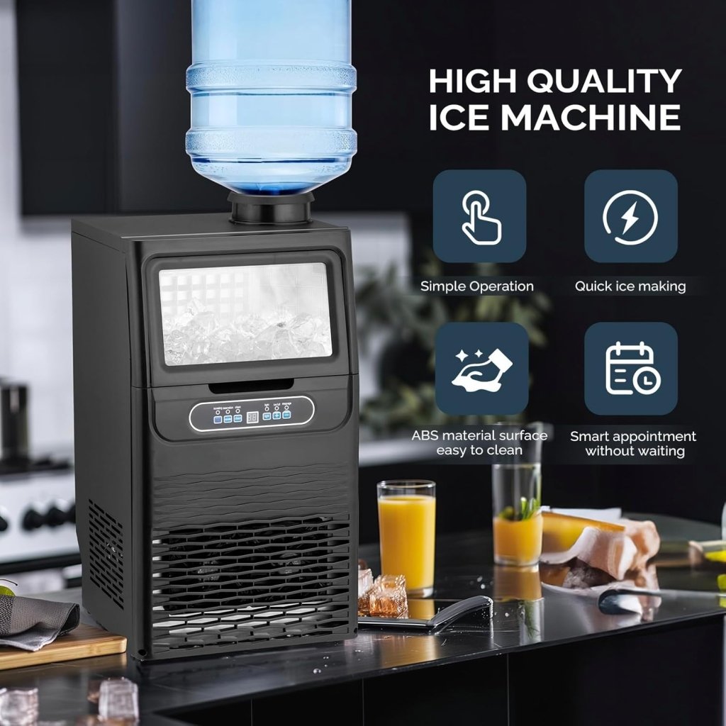 VINGLI Commercial Ice Maker Machine,90lbs/24H Plastic Under Counter Ice Maker with 11lbs Storage,Dual Water Supply Options,Self - Cleaning,Timing Function,for Home Bar Cafe Restaurant Kitchen - Wigtrends
