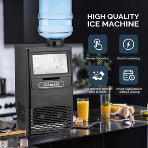 VINGLI Commercial Ice Maker Machine,90lbs/24H Plastic Under Counter Ice Maker with 11lbs Storage,Dual Water Supply Options,Self - Cleaning,Timing Function,for Home Bar Cafe Restaurant Kitchen - Wigtrends