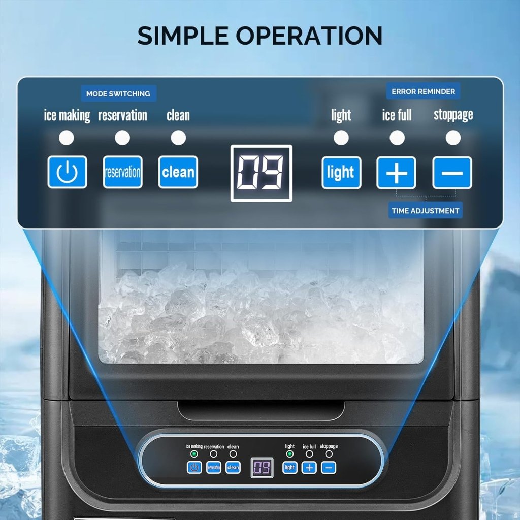 VINGLI Commercial Ice Maker Machine,90lbs/24H Plastic Under Counter Ice Maker with 11lbs Storage,Dual Water Supply Options,Self - Cleaning,Timing Function,for Home Bar Cafe Restaurant Kitchen - Wigtrends