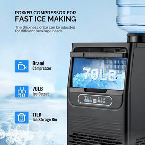 VINGLI Commercial Ice Maker Machine,90lbs/24H Plastic Under Counter Ice Maker with 11lbs Storage,Dual Water Supply Options,Self - Cleaning,Timing Function,for Home Bar Cafe Restaurant Kitchen - Wigtrends