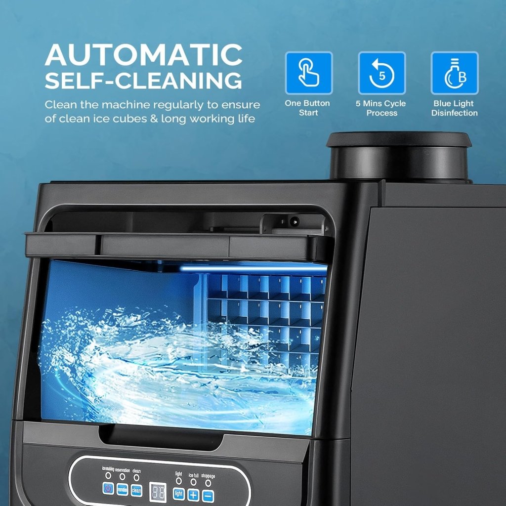 VINGLI Commercial Ice Maker Machine,90lbs/24H Plastic Under Counter Ice Maker with 11lbs Storage,Dual Water Supply Options,Self - Cleaning,Timing Function,for Home Bar Cafe Restaurant Kitchen - Wigtrends
