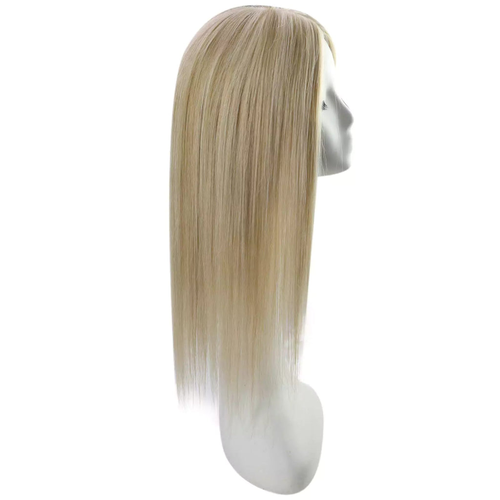 Virgin Clip on Hair Topper Large Base Highlight Blonde Wigs Hair Piece - Wigtrends