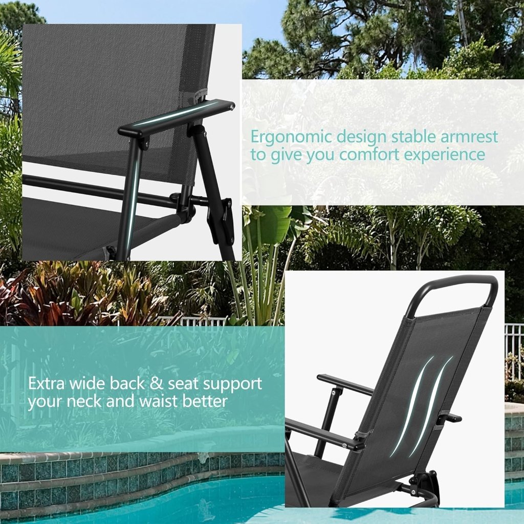 Vongrasig 6 Piece Folding Patio Dining Set,Small Metal Outdoor Garden Patio Table and Chair Set w/Umbrella for Lawn,Deck,Backyard,Black - Wigtrends