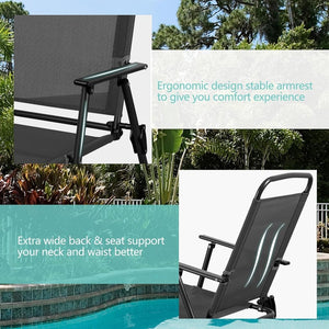 Vongrasig 6 Piece Folding Patio Dining Set,Small Metal Outdoor Garden Patio Table and Chair Set w/Umbrella for Lawn,Deck,Backyard,Black - Wigtrends
