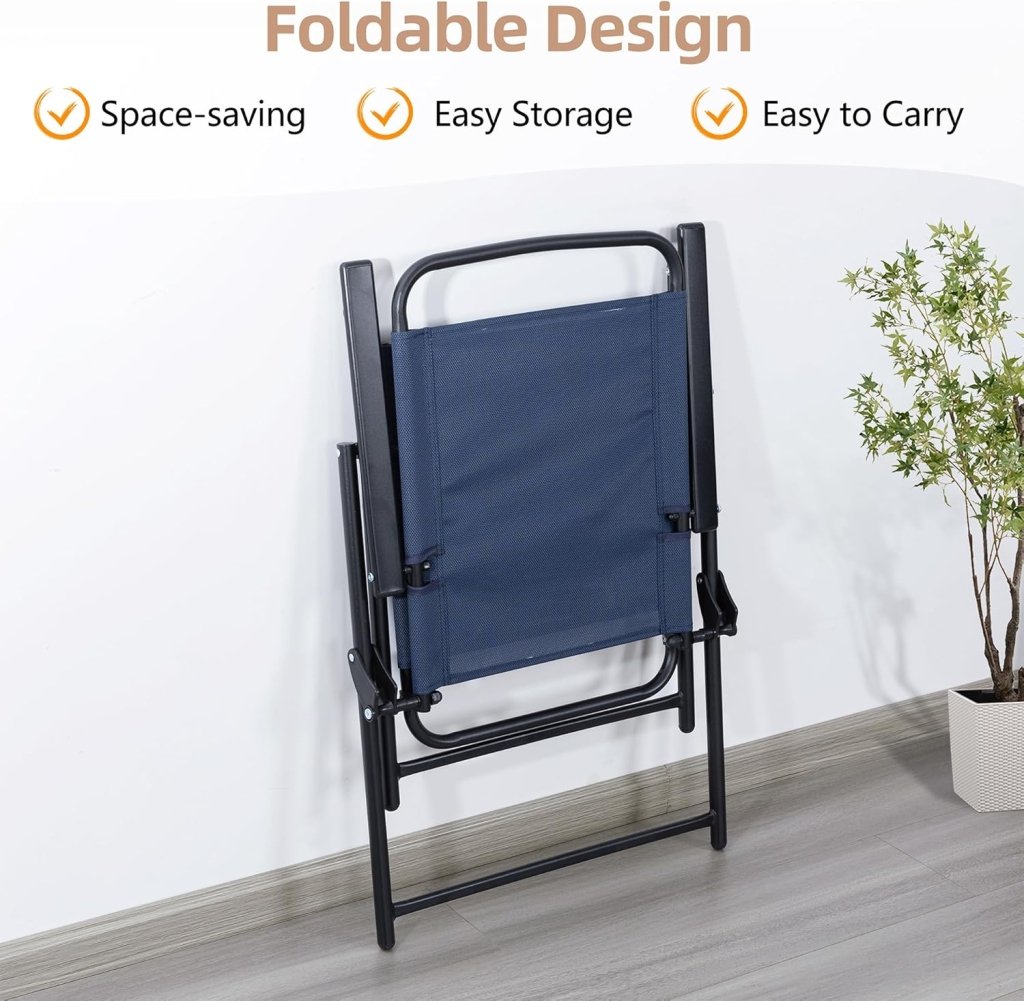 Vongrasig 6 Piece Folding Patio Dining Set,Small Metal Outdoor Garden Patio Table and Chair Set w/Umbrella for Lawn,Deck,Backyard,Black - Wigtrends