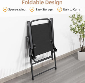 Vongrasig 6 Piece Folding Patio Dining Set,Small Metal Outdoor Garden Patio Table and Chair Set w/Umbrella for Lawn,Deck,Backyard,Black - Wigtrends