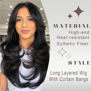 Wavy Wig with Curtain Bangs Light Grey Body Wave Wig for Women Synthetic Gray Wig - Wigtrends