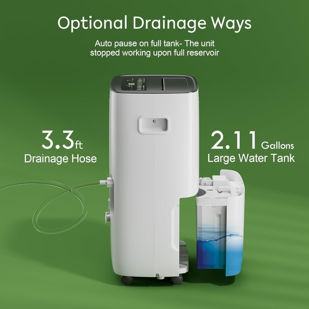 Waykar 2000 Sq. Ft Dehumidifier for Home and Basements, with Auto or Manual Drainage, 0.66 Gallon Water Tank Capacity - Wigtrends