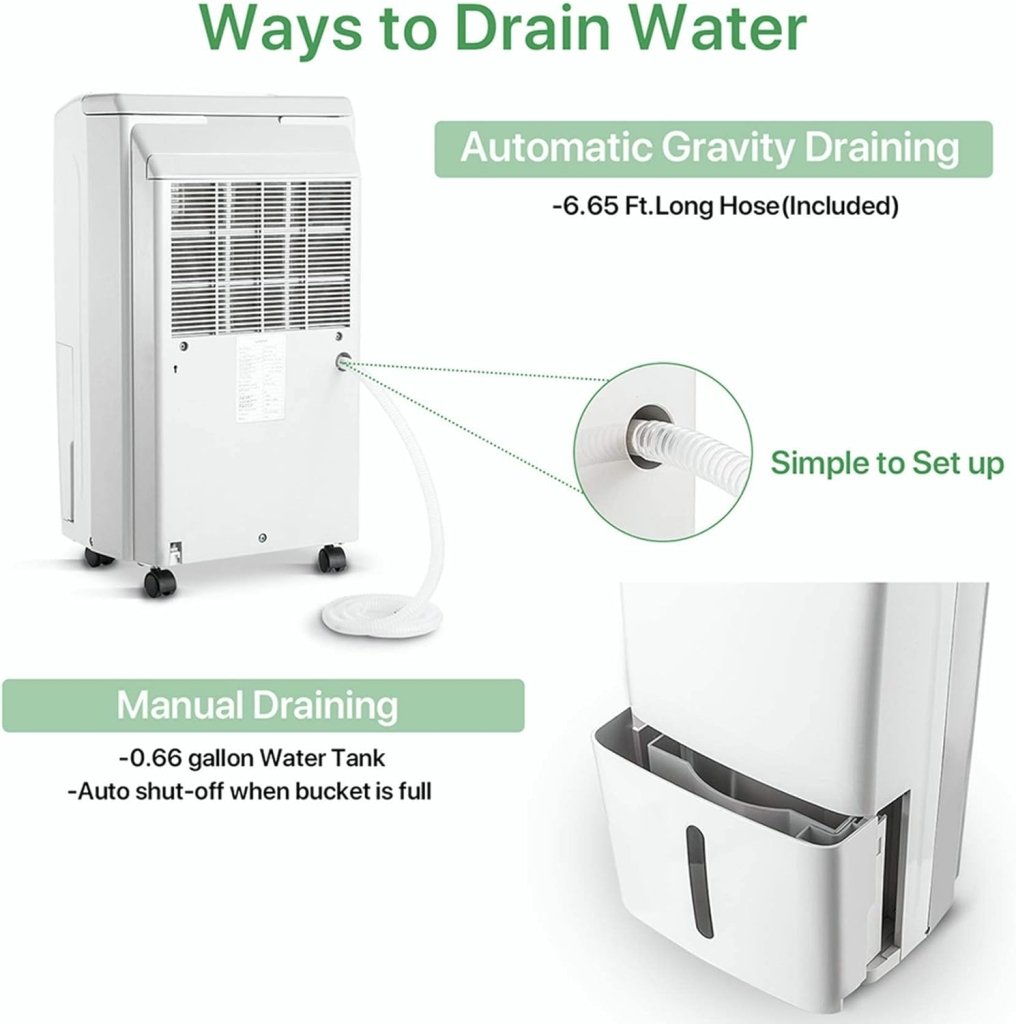 Waykar 2000 Sq. Ft Dehumidifier for Home and Basements, with Auto or Manual Drainage, 0.66 Gallon Water Tank Capacity - Wigtrends