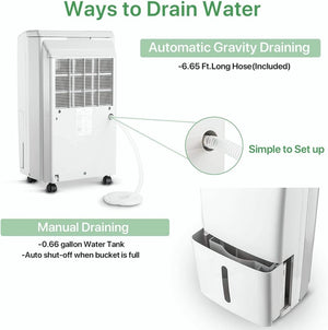 Waykar 2000 Sq. Ft Dehumidifier for Home and Basements, with Auto or Manual Drainage, 0.66 Gallon Water Tank Capacity - Wigtrends