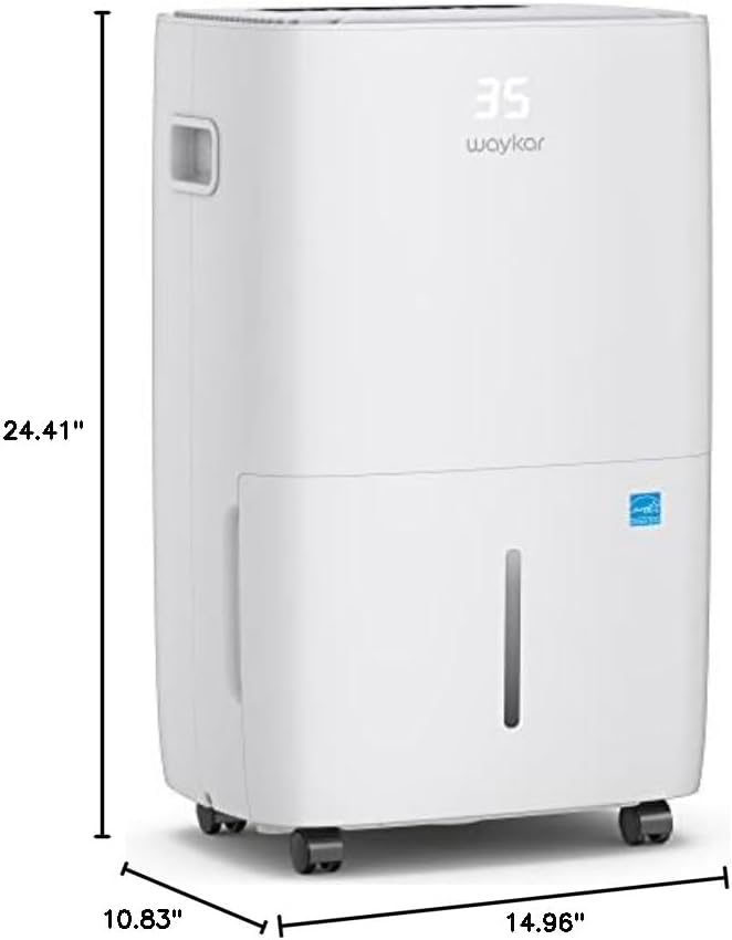Waykar 2000 Sq. Ft Dehumidifier for Home and Basements, with Auto or Manual Drainage, 0.66 Gallon Water Tank Capacity - Wigtrends