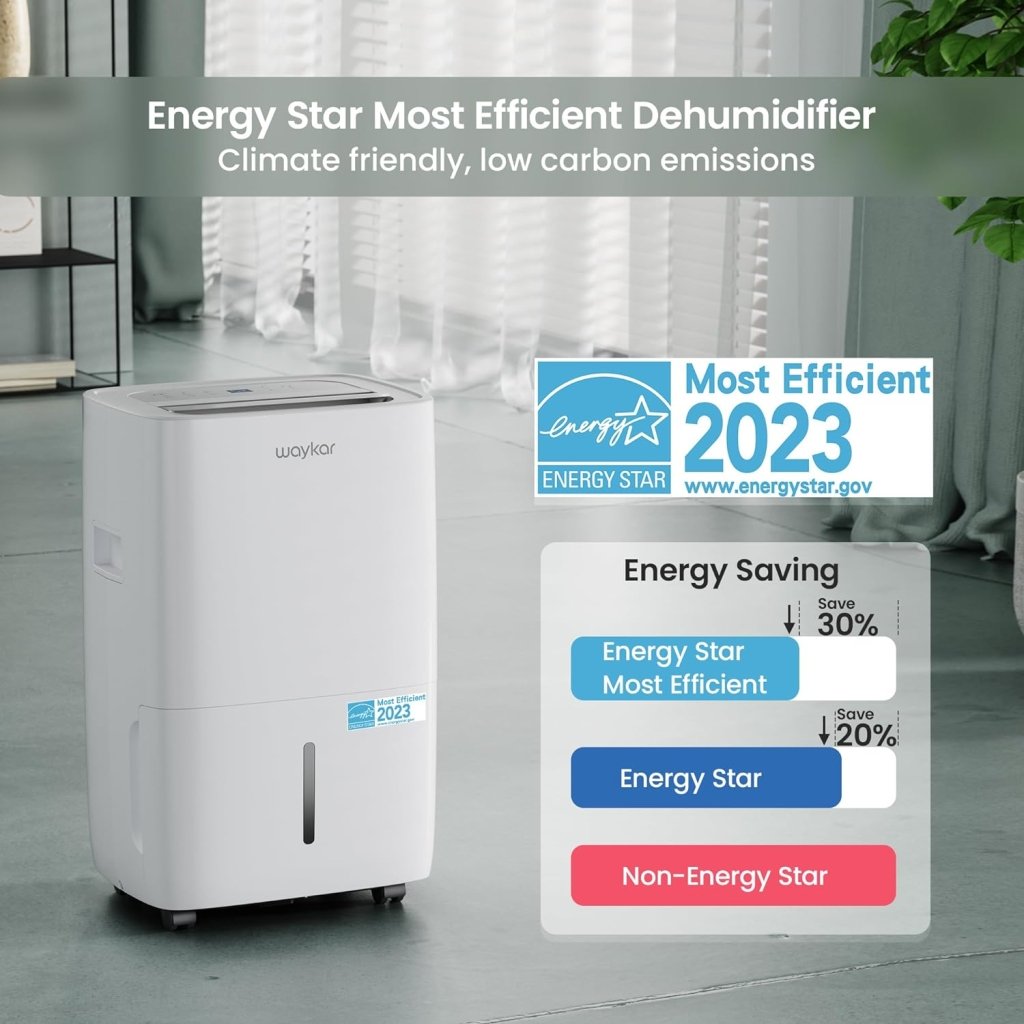 Waykar 2000 Sq. Ft Dehumidifier for Home and Basements, with Auto or Manual Drainage, 0.66 Gallon Water Tank Capacity - Wigtrends