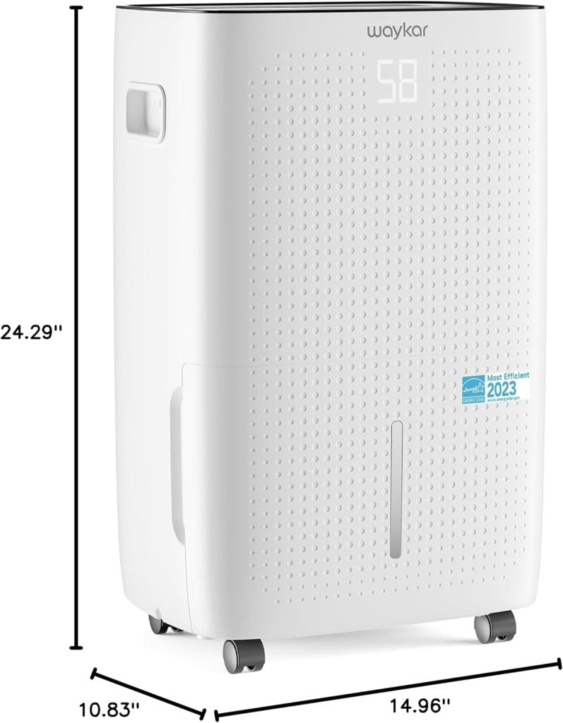 Waykar 2000 Sq. Ft Dehumidifier for Home and Basements, with Auto or Manual Drainage, 0.66 Gallon Water Tank Capacity - Wigtrends