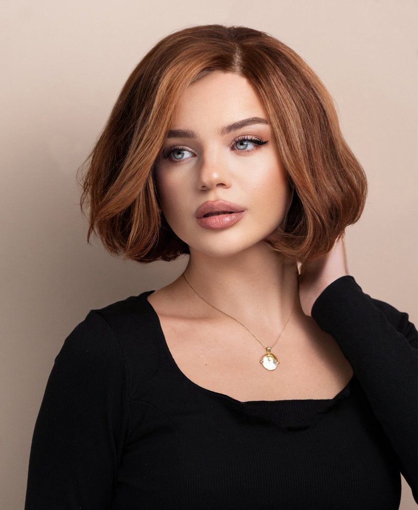 wedge bob Synthetic Hair - 8" caramel highlights. - Wigtrends