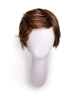 wedge cut human wig - 8" bronzed highlights. - Wigtrends