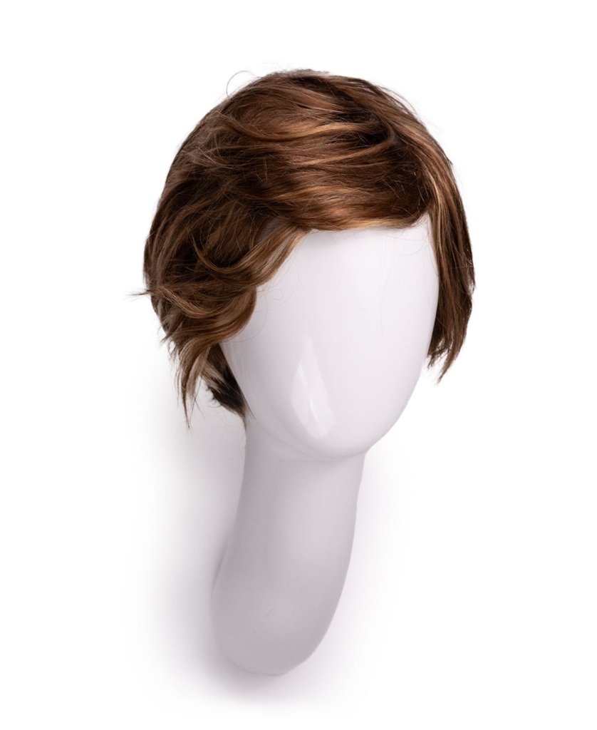 wedge cut human wig - 8" bronzed highlights. - Wigtrends