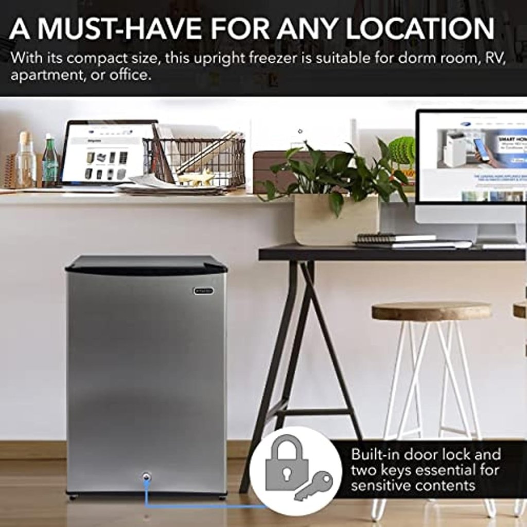 Whynter CUF - 112SS Mini, Energy Star Rated Small Upright Freezer with Lock, Stainless Steel - 1.1 Cubic Feet - Wigtrends