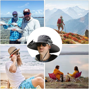 Wide Brim Solar Fan Outdoor Fishing Hat,Men Sun Hat with 2 Solar Fan Fishing Hats - Wigtrends