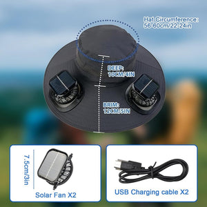 Wide Brim Solar Fan Outdoor Fishing Hat,Men Sun Hat with 2 Solar Fan Fishing Hats - Wigtrends
