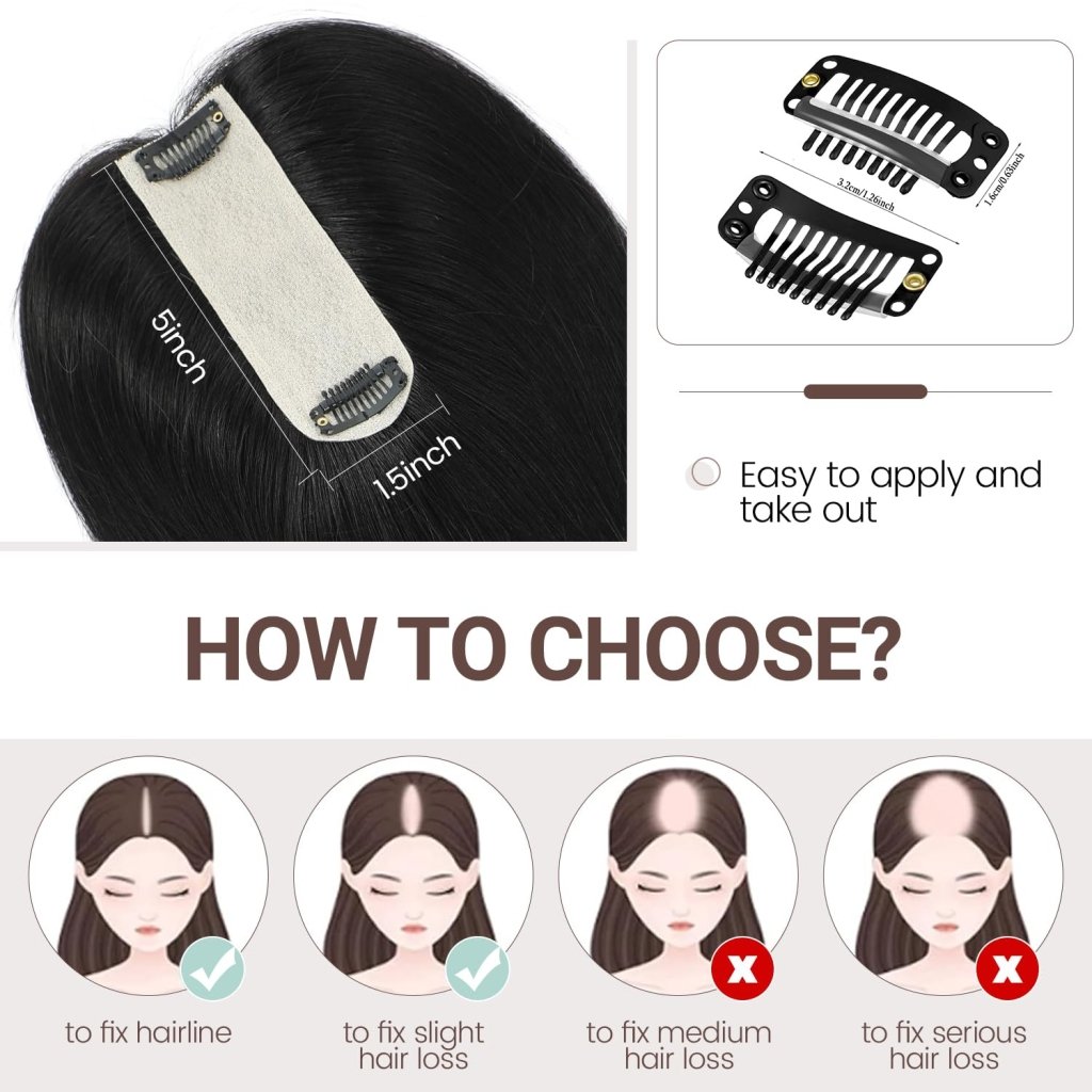 Wigs Toppers for Women Real 100% Human Hair 16 Inch Scalp Line Hair Pieces for Thinning Hair Parting - Wigtrends