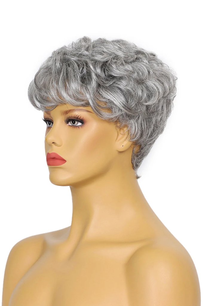 Wigstrends Grey Pixie Cut Human Hair Wig with Bangs - Wigtrends