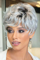 Wigstrends Grey Pixie Cut Human Hair Wig with Bangs - Wigtrends