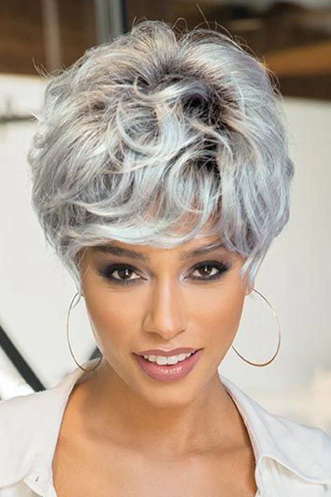 Wigstrends Grey Pixie Cut Human Hair Wig with Bangs - Wigtrends