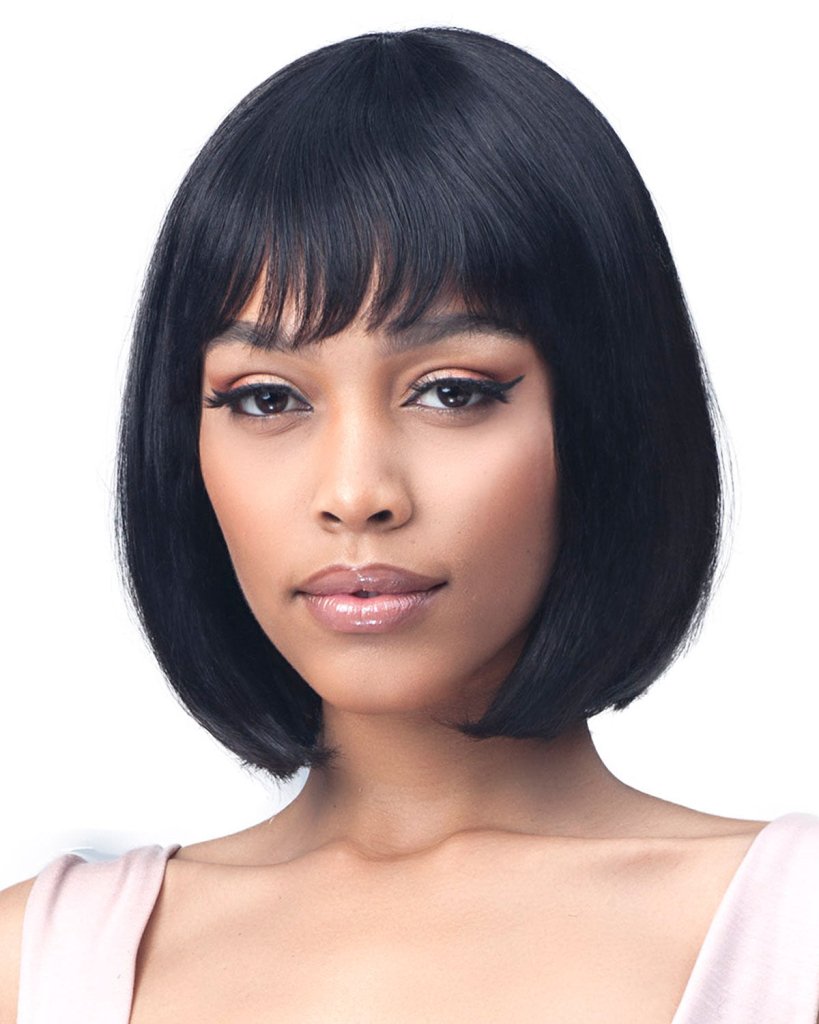 Wigstrends Natural Black Bob Wig with Bangs Stylish & Elegant - Wigtrends