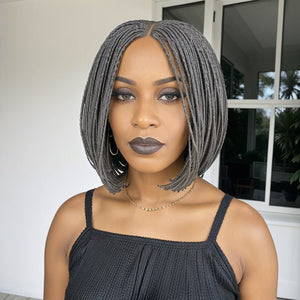 wigstrends Salt And Pepper Braided Twists Hairstyles Short Wigs for Black Women - Wigtrends