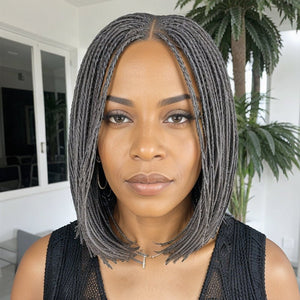 wigstrends Salt And Pepper Braided Twists Hairstyles Short Wigs for Black Women - Wigtrends