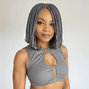 wigstrends Salt And Pepper Braided Twists Hairstyles Short Wigs for Black Women - Wigtrends