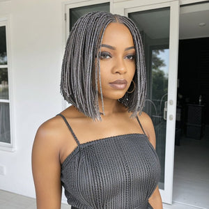 wigstrends Salt And Pepper Braided Twists Hairstyles Short Wigs for Black Women - Wigtrends