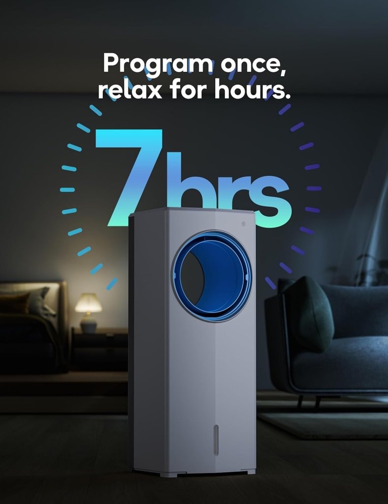 Windowless Portable Air Conditioner, 26.3" Small Evaporative Air Cooler for Room No Window, 3 - Speed Settings, 4 Modes, 7H Timer, Remote Control, 4 Ice Packs, Quiet AC Unit for Bedroom - Wigtrends