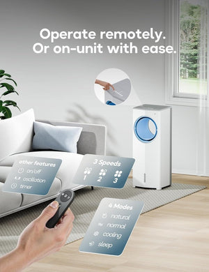 Windowless Portable Air Conditioner, 26.3" Small Evaporative Air Cooler for Room No Window, 3 - Speed Settings, 4 Modes, 7H Timer, Remote Control, 4 Ice Packs, Quiet AC Unit for Bedroom - Wigtrends