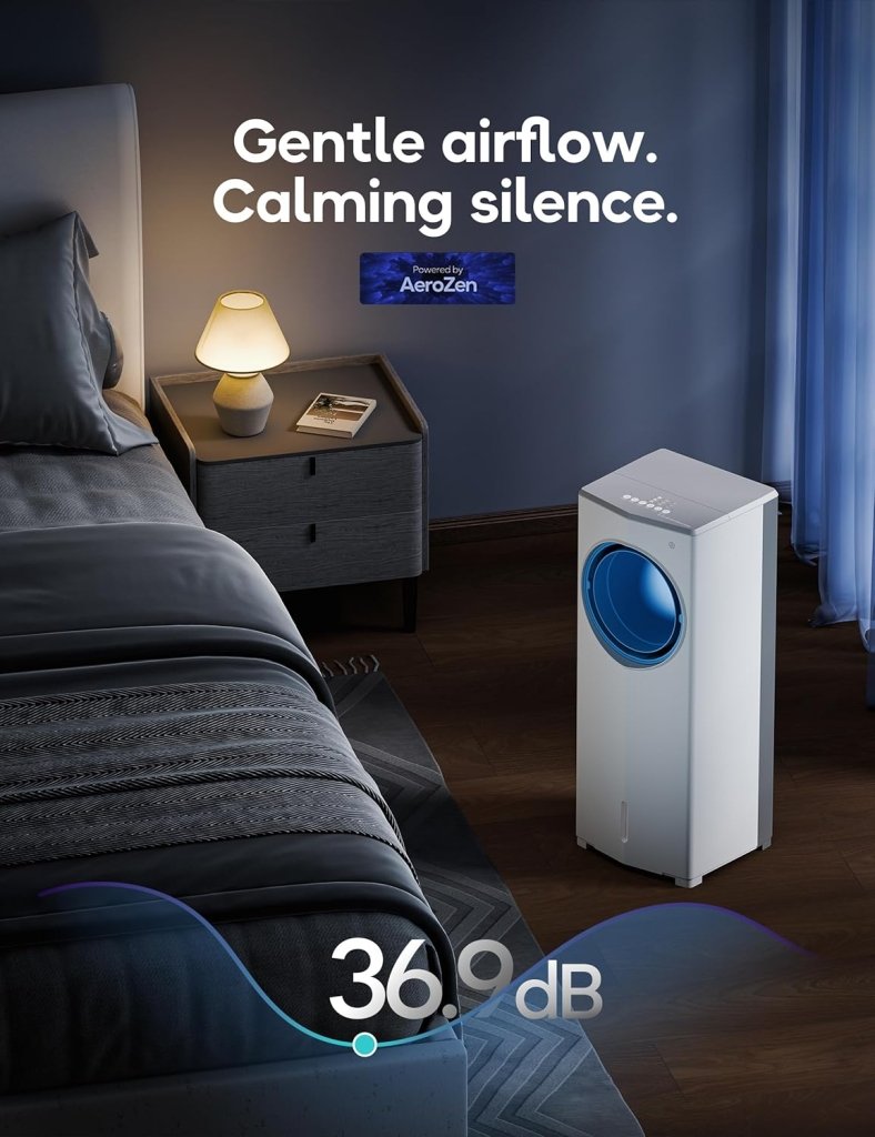 Windowless Portable Air Conditioner, 26.3" Small Evaporative Air Cooler for Room No Window, 3 - Speed Settings, 4 Modes, 7H Timer, Remote Control, 4 Ice Packs, Quiet AC Unit for Bedroom - Wigtrends