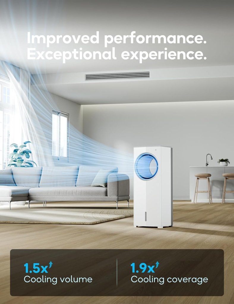 Windowless Portable Air Conditioner, 26.3" Small Evaporative Air Cooler for Room No Window, 3 - Speed Settings, 4 Modes, 7H Timer, Remote Control, 4 Ice Packs, Quiet AC Unit for Bedroom - Wigtrends