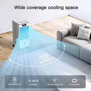 Windowless Portable Air Conditioners, Evaporative Air Cooler w/3 Modes & 3 Speeds, 12H Timer for Smart Auto - off, 2 - Gal Tank for 20H Cooling,16FT Remote,No Hose Needed,46db Swamp Cooler - Wigtrends