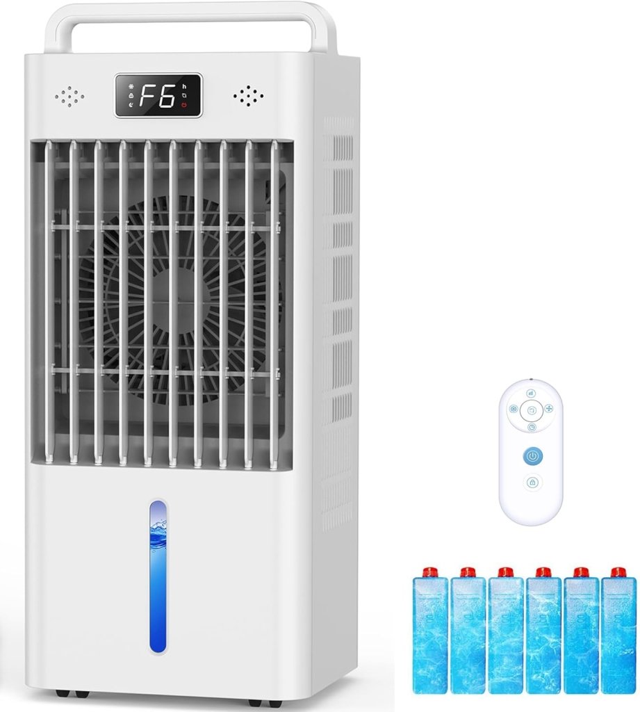 Windowless Portable Air Conditioners, Evaporative Air Cooler w/3 Modes & 3 Speeds, 12H Timer for Smart Auto - off, 2 - Gal Tank for 20H Cooling,16FT Remote,No Hose Needed,46db Swamp Cooler - Wigtrends