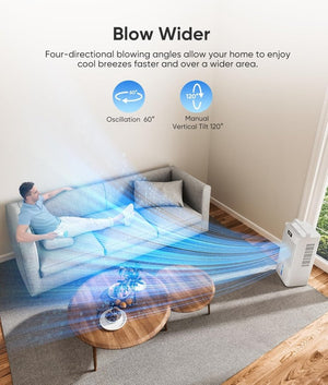 Windowless Portable Air Conditioners, Evaporative Air Cooler w/3 Modes & 3 Speeds, 12H Timer for Smart Auto - off, 2 - Gal Tank for 20H Cooling,16FT Remote,No Hose Needed,46db Swamp Cooler - Wigtrends