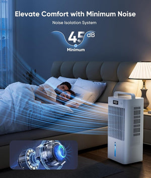Windowless Portable Air Conditioners, Evaporative Air Cooler w/3 Modes & 3 Speeds, 12H Timer for Smart Auto - off, 2 - Gal Tank for 20H Cooling,16FT Remote,No Hose Needed,46db Swamp Cooler - Wigtrends