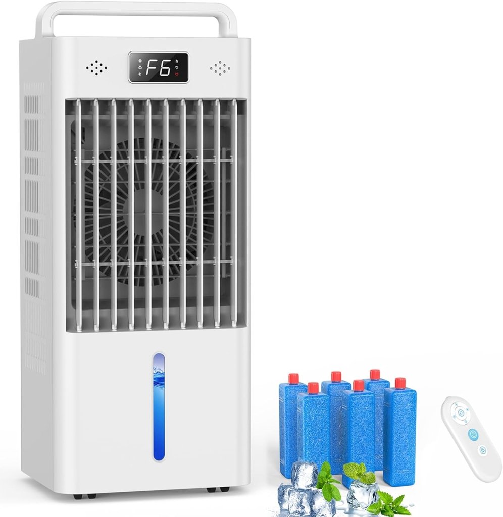 Windowless Portable Air Conditioners, Evaporative Air Cooler w/3 Modes & 3 Speeds, 12H Timer for Smart Auto - off, 2 - Gal Tank for 20H Cooling,16FT Remote,No Hose Needed,46db Swamp Cooler - Wigtrends
