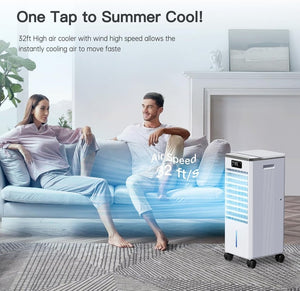 Windowless Portable Air Conditioners, Evaporative Air Cooler w/3 Modes & 3 Speeds, 12H Timer for Smart Auto - off, 2 - Gal Tank for 20H Cooling,16FT Remote,No Hose Needed,46db Swamp Cooler - Wigtrends