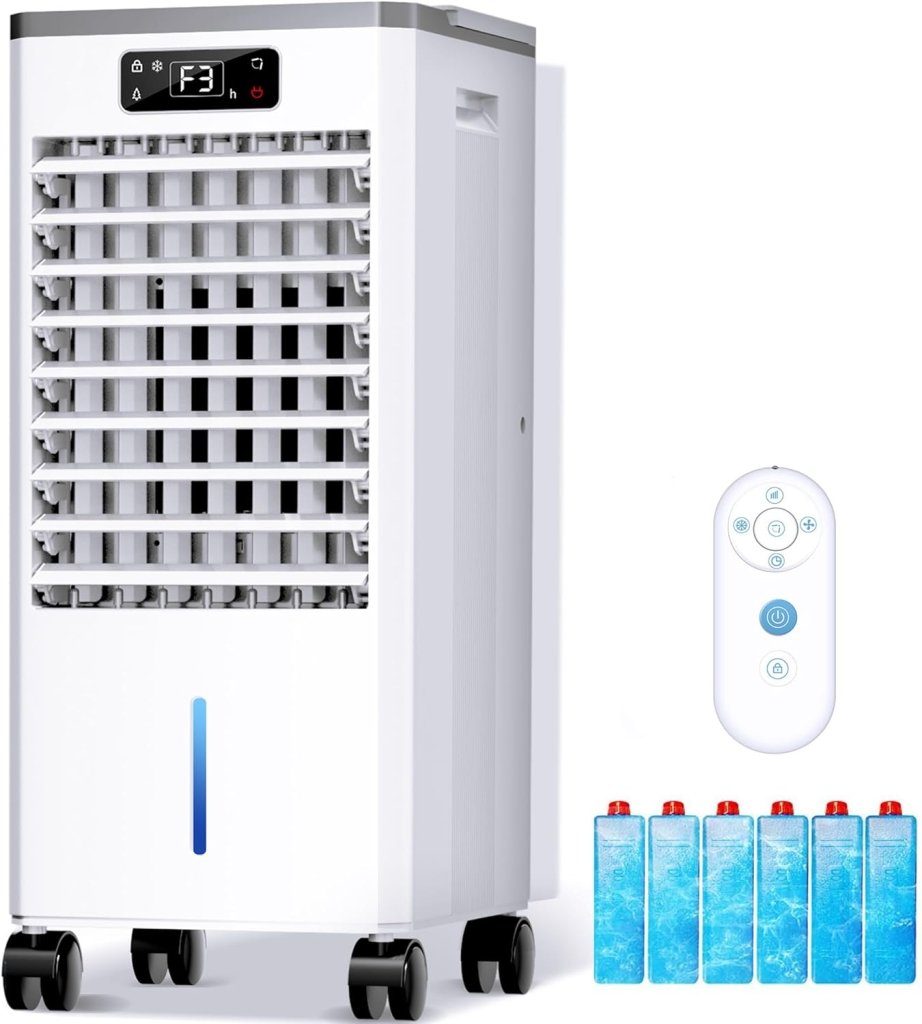 Windowless Portable Air Conditioners, Evaporative Air Cooler w/3 Modes & 3 Speeds, 12H Timer for Smart Auto - off, 2 - Gal Tank for 20H Cooling,16FT Remote,No Hose Needed,46db Swamp Cooler - Wigtrends